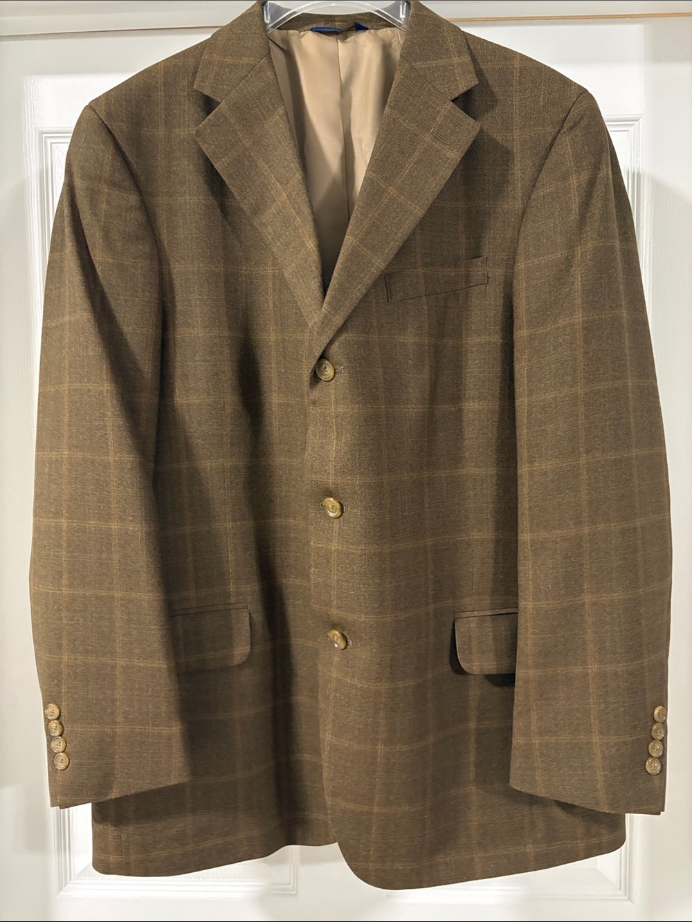 Men's Brown Plaid Sport Coat Blazer - Picture 1 of 6